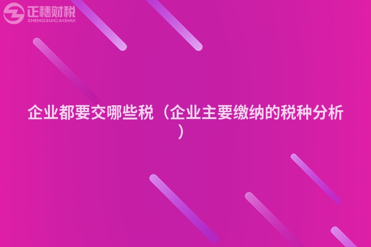 企业都要交哪些税（企业主要缴纳的税种分析）