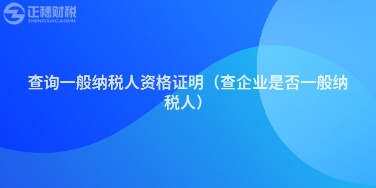 查询一般纳税人资格证明（查企业是否一般纳税人）