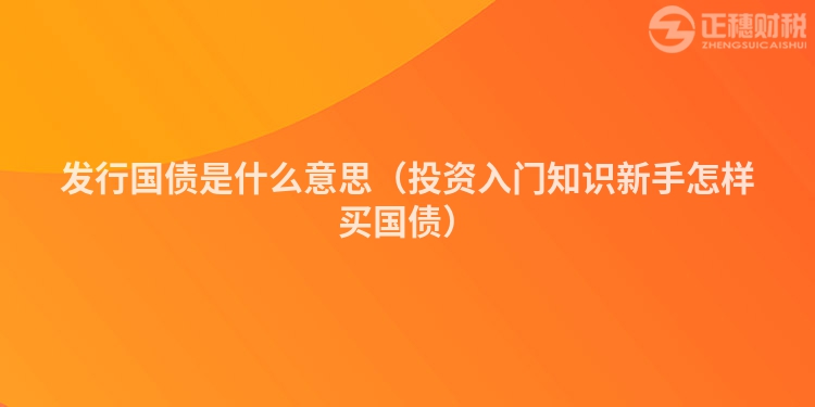 发行国债是什么意思（投资入门知识新手怎样买国债）