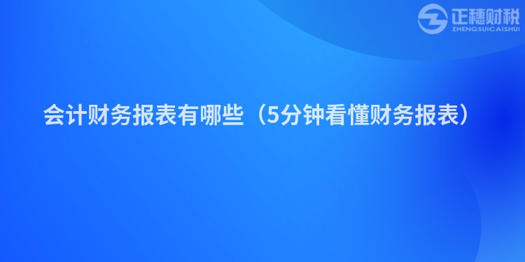 会计财务报表有哪些（5分钟看懂财务报表）