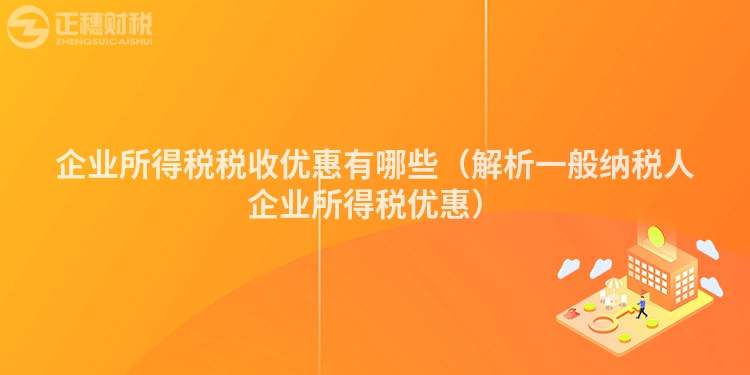 企业所得税税收优惠有哪些（解析一般纳税人企业所得税优惠）