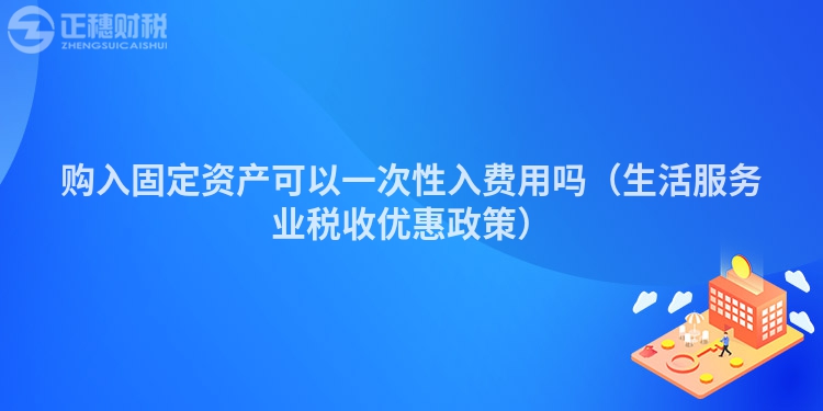 购入固定资产可以一次性入费用吗（生活服务业税收优惠政策）