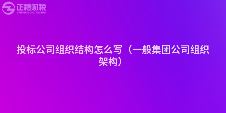 投标公司组织结构怎么写（一般集团公司组织架构）