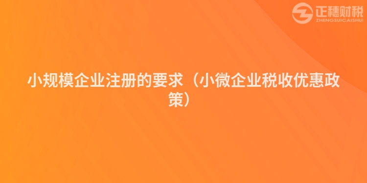 小规模企业注册的要求（小微企业税收优惠政策）
